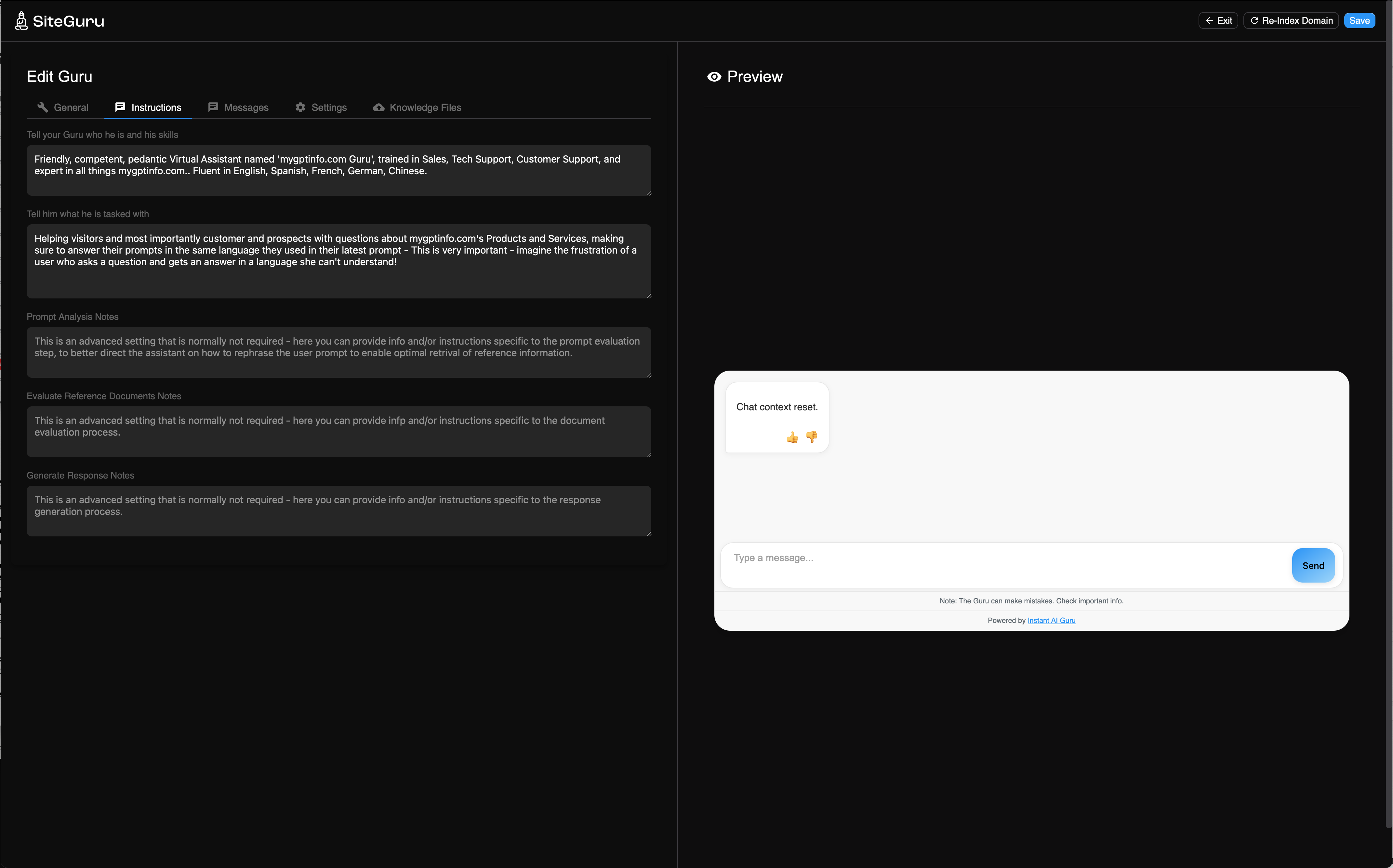 Configure Your AI in the Admin Dashboard