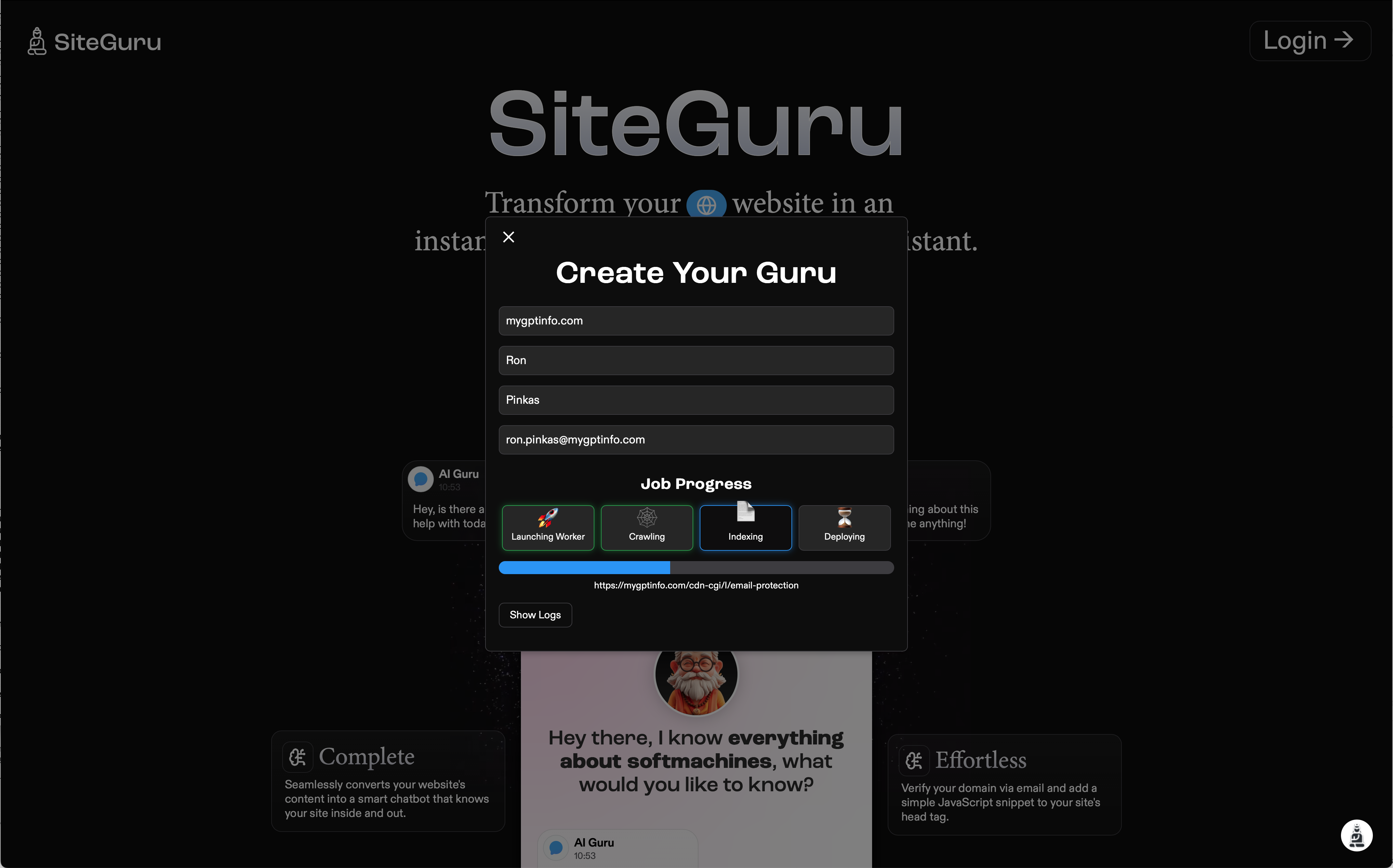 Watch the progress of the automated process